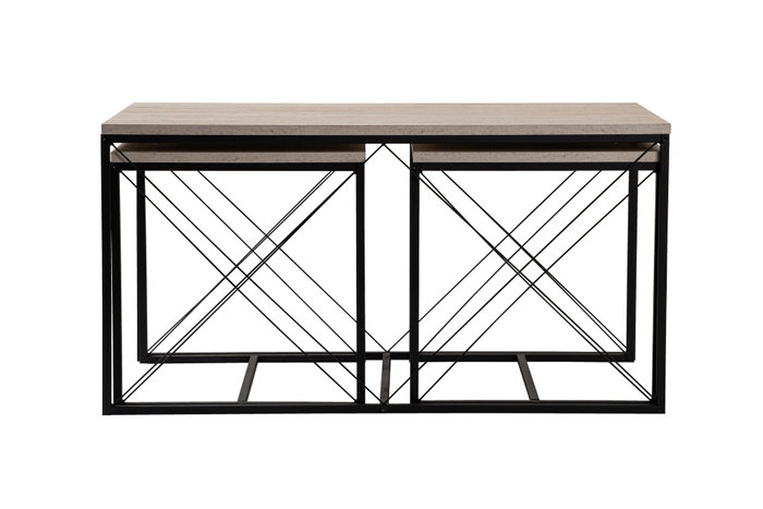 Hanah Home Juego de Mesas de Café Defne - Negro, Travertine